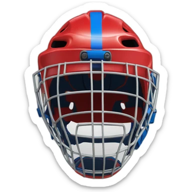 hockey goalkeeper's helmet painted red and blue sticker