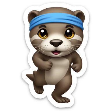 Otter with running outfit and headband  sticker