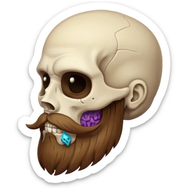 Weird skull with brown mustache beard  side view sticker