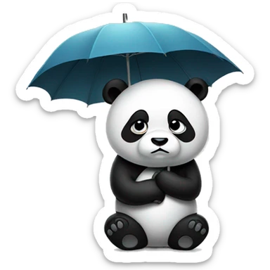 Sad panda with umbrella  sticker