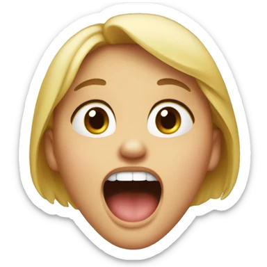 a little girl with her mouth open in a O shape sticker