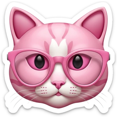 A 3D cartoon rose-pink cat-eye shaped spectacle, glossy curved frame, soft reflections, isolated on plain background. only glasses. ONly glasses. sticker