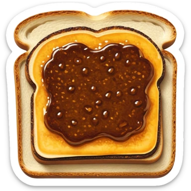 Vegemite on Toast Cinematic Realistic Vegemite on Toast Dish Emoji, depicted as a toasted slice of bread generously spread with Vegemite, rendered with warm textures and crisp details that capture its uniquely Australian flavor. sticker