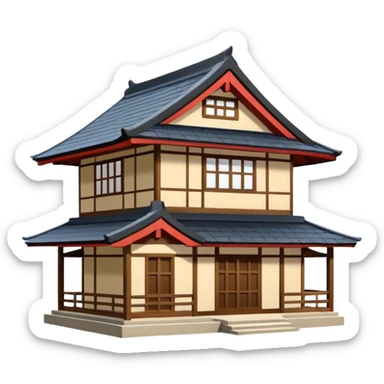 japan style wood house sticker