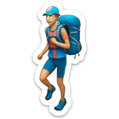 trail runner with cap and a Running Vest in a narrow path to the mountain sticker