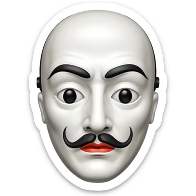 Money Heist, Dali mask (black-white), realistic sticker