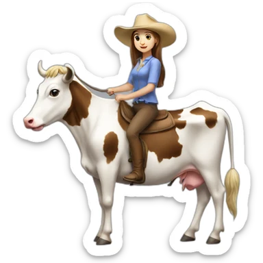 Reverse girl cow rode sticker