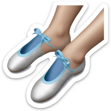 Flat ballet shoes blue side view on womans feet sticker