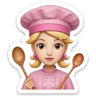 Pink chef hat princess peach with a spoon sticker