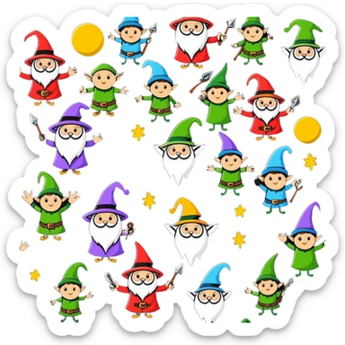 group of wizards and elves from White Council Lord of the Rings sticker