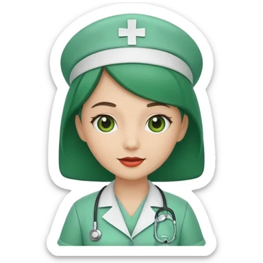 green dressed nurse sticker