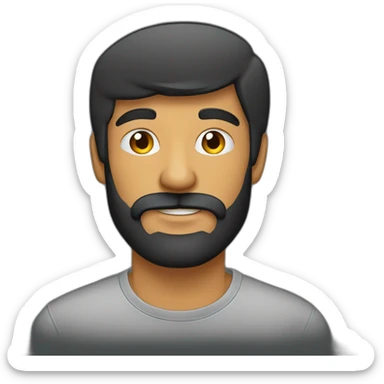 diseñador gráfico, hombre, remera negra, laptop, con barba sticker