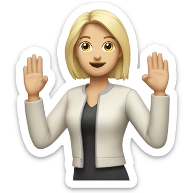 mujer rubia con chaqueta lila haciendo OK con la mano sticker