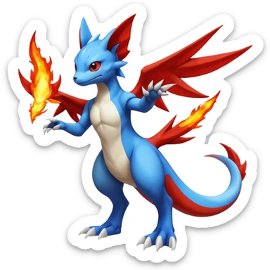 Gabite-Koraidon-Veemon-Digimon-Latias-Peppercat-Pokémon-Flamedramon-fusion-animal-hybrid-creature, Full body  sticker