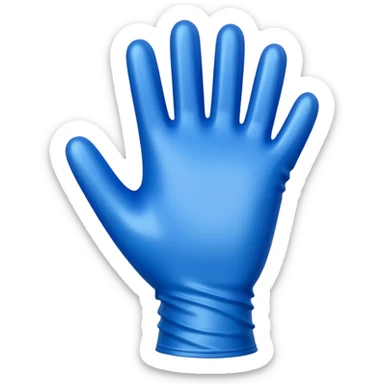 Blue latex glove being snapeed on sticker