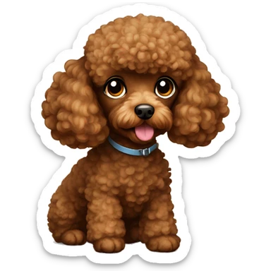 Brown toy poodle laying sticker