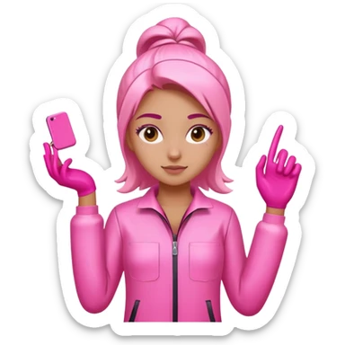 Girl auto body tech in a pink paint suit sticker