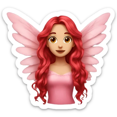 big wings, rose, Beautiful, fairy, red, long hair sticker