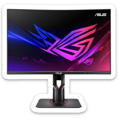 ASUS ROG STRIX XG27UCS monitor, front view, vibrant screen, subtle RGB sticker