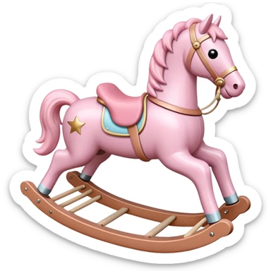 Pastel pink rocking horse toy sticker