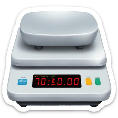 Draw a digital scale which has a text 99.8kg on the screen sticker