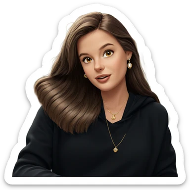 brown haired girl with jewelry sticker