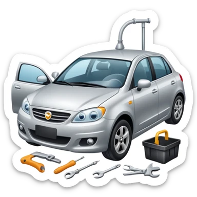 car with a small dent being fixed sticker