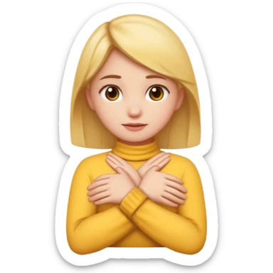make a girl emoji crossing hands around neck sticker