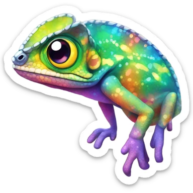 Create an anime-style chameleon sticker