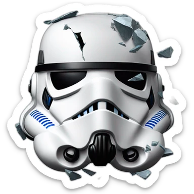 old stormtrooper shattered helmet showing part of face sticker