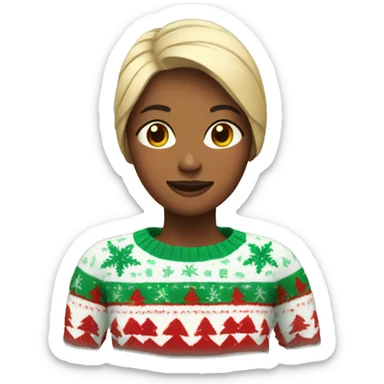 woman in christmas sweater sticker