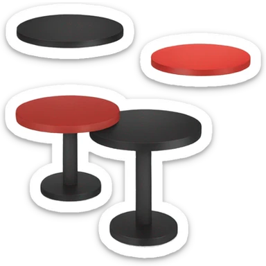 2 tables, 1 black and another red sticker