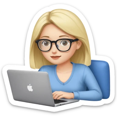 A girl is working with a laptop while lying horizontal on the sofa sticker