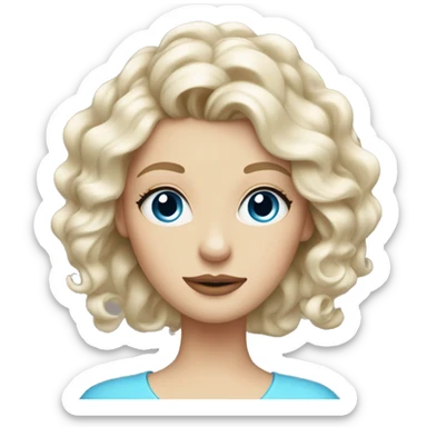 white blonde girl with gorgeous hairdo and blue eyes and cream on her face sticker