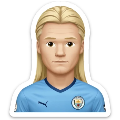 Erling Haaland long hair Manchester City sticker
