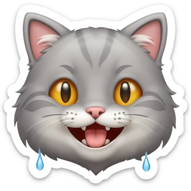 A little cat laughed until tears streamed down its face sticker