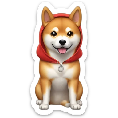 Shiba Inu wearing red hoodie sticker