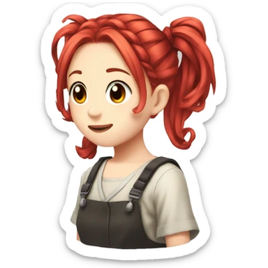 Red haired spiral pigtail anime girl sticker