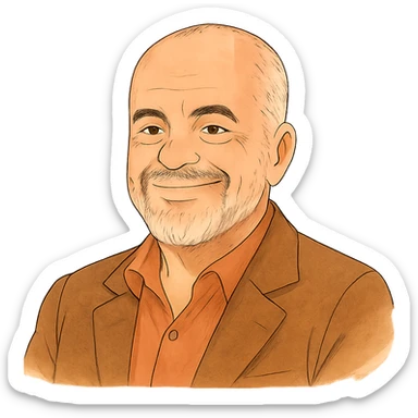 Edi Rama, smiling, ghibli-inspired style, warm colors, gentle expression sticker