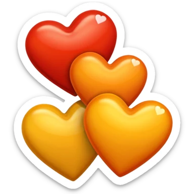 Trio of fall colored hearts sticker