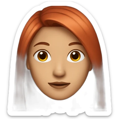 a woman with long hair, red burnt color sticker