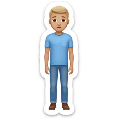 man in shirt with a light blue shirt and blue jeans standing sticker