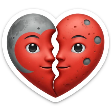 moon and mars heart sticker