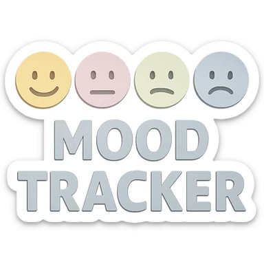 Remove all shadows from the mood tracker while keeping the soft pastel paper craft style and round smiley faces. Preserve the current layout and design exactly as is. sticker