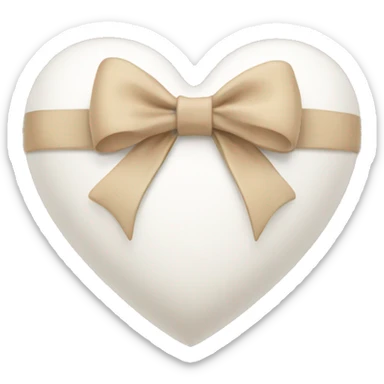 white heart with beige bow sticker