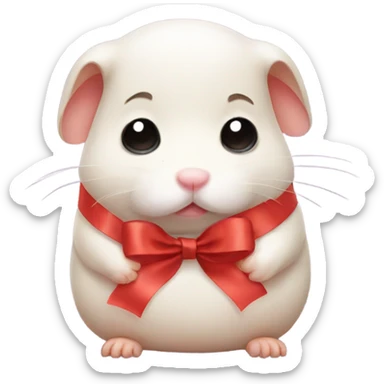 Sad hamster with a ribbon  sticker