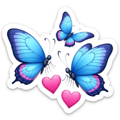 two blue butterflies and little hot pink hearts sticker
