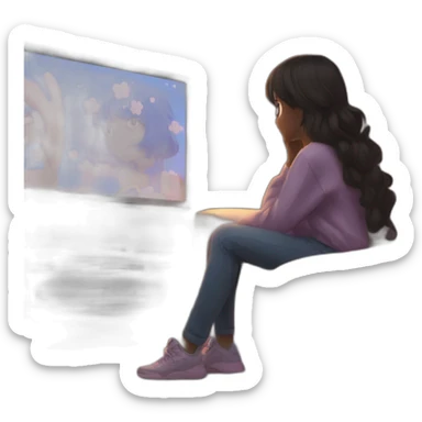 girl watching Anime on tv sticker