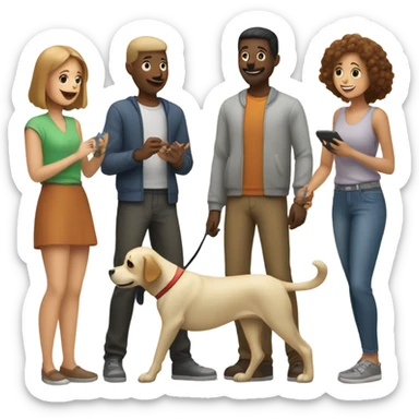 people with dog sticker