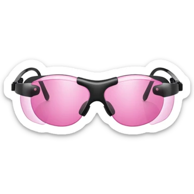 protective welding glasses with pink lenses, frameless design, safety eyewear sticker